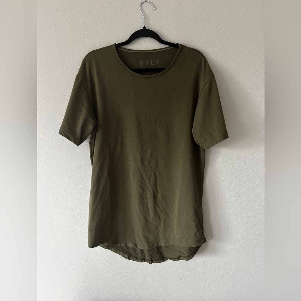 BYLT Men's Military Green Crewneck T-Shirt drop cut